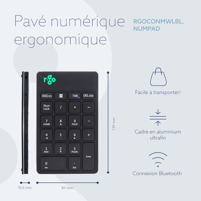 R-Go Break, Clavier Numérique, Bluetooth, Pavé Numérique Clavier ...