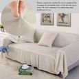 4 Siège Housse de canapé de protection confortable de chaise Couverture De divan tapis 215*350cm- crème-3