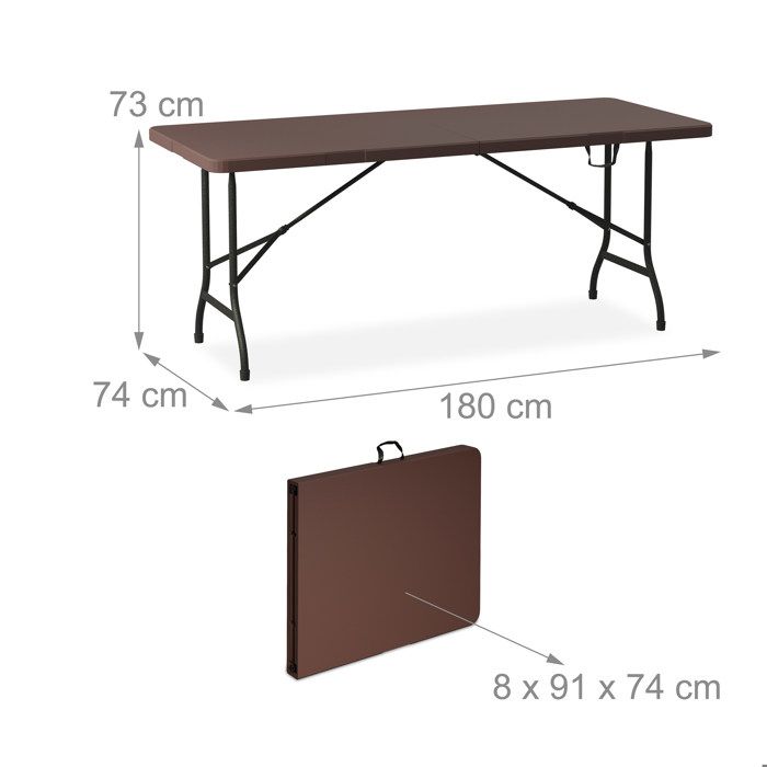 Relaxdays Ensemble Table Pliante Et 2 Bancs Jardin - 120 Cm Aspect Rotin Marron