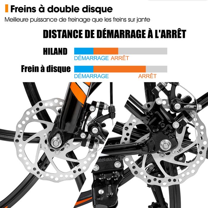 BIKESTAR VTT en Aluminium, Frein à Disque, 21 Vitesses Shimano, 26
