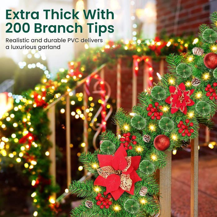 Guirlande De Noël Illuminée 270 Cm, Sapin Artificiel : Décoration Pour