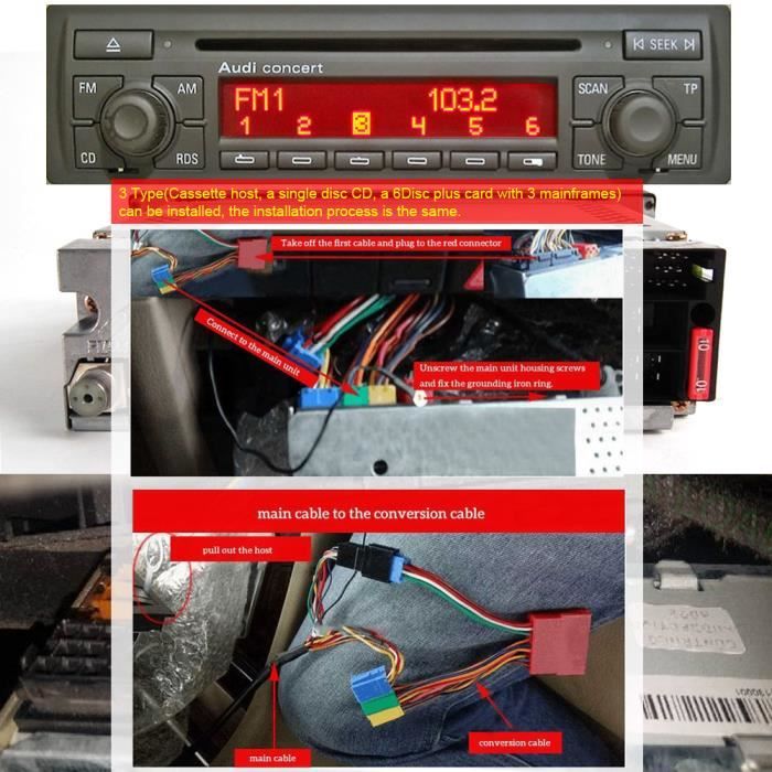 Aqxreight Adattatore Bluetooth 5.0 Per Auto - Cavo Aux 6/8 Pin Per Radio Update List Renault (Clio, Espace, Kangoo, Megane 2005-2011)