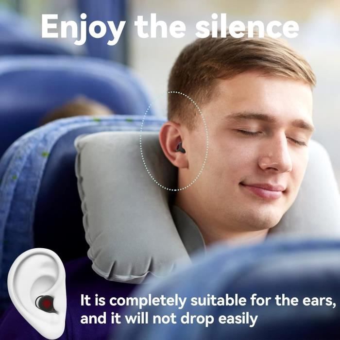 Bouchons d'oreille antibruit pour dormir, 6 paires de bouchons d'oreille  réutilisables en silicone + éponge, parfaits pour dormir, travailler,  étudier, protection auditive confortable. (
