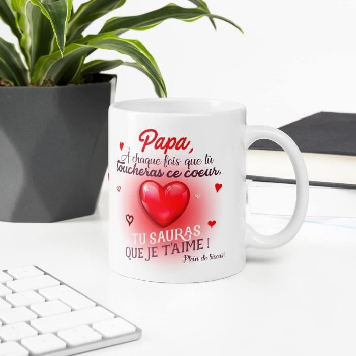 Mug Super Papa - Message D'Amour Personnalisé - Cadeau Fête Des Pères, Anniversaire - Céramique 330ml