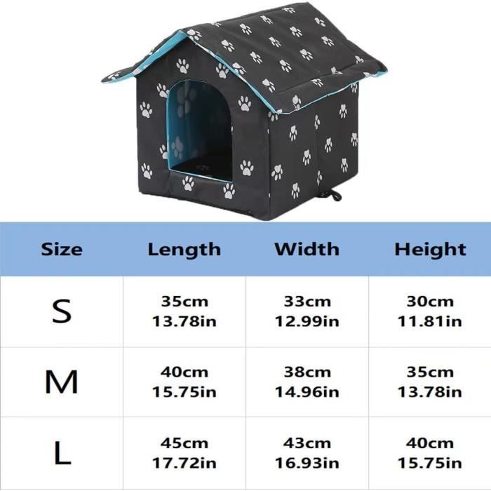 Niche Pour Chat/chien Extérieur Imperméable - Tissu Oxford, 33x33x33cm - Pliable, Avec Toit Et Rideaux