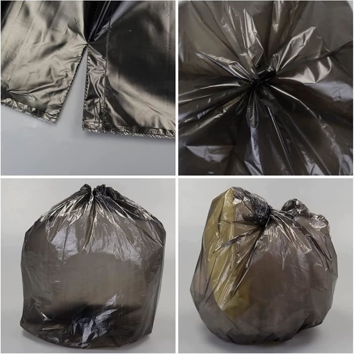 Sac Poubelle 130L Noir ultra résistant, Sacs en Plastique Recyclés