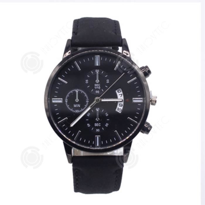 Montre Homme Acier Inoxydable Noir + Gourmette - Neuf Avec étiquettes, Cadeau Quartz