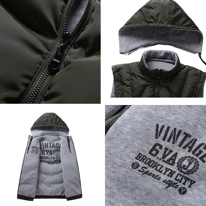 CMTOP Manteaux Sans Manche Homme à Capuche Gilet Homme Zippé, Hydrofuge