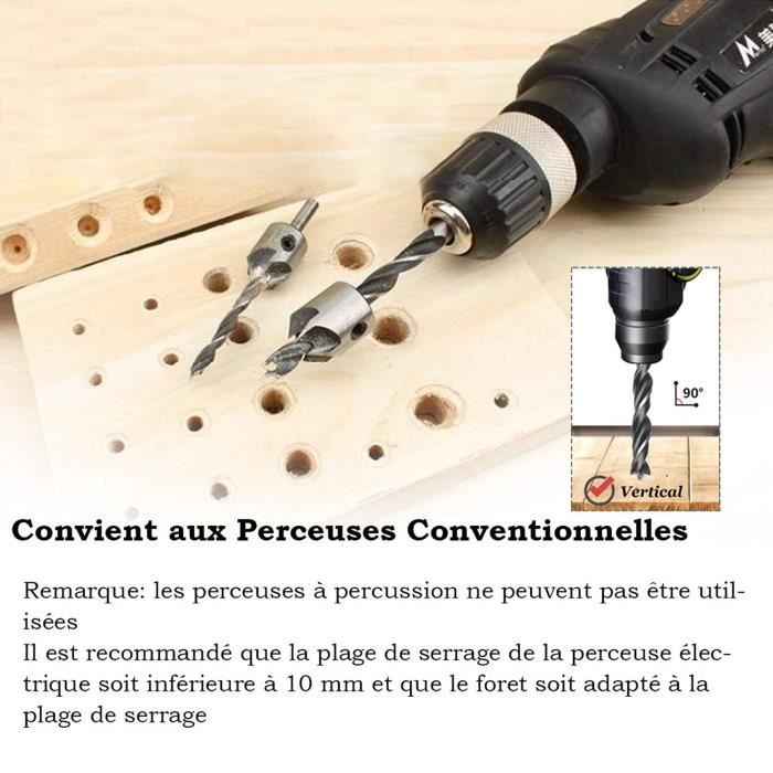 7Pcs 5 Flûte Countersink Mèche Foret Hss Fraise À Bois Bits Conique