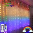 Rideau Guirlande lumineux arc-en-ciel-1,5x2 mètres 210 lumières USB huit fonctions + télécommande-0