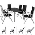 Salon de jardin Bern 7 pièces Gris clair noir Ensemble table chaises en alu-0