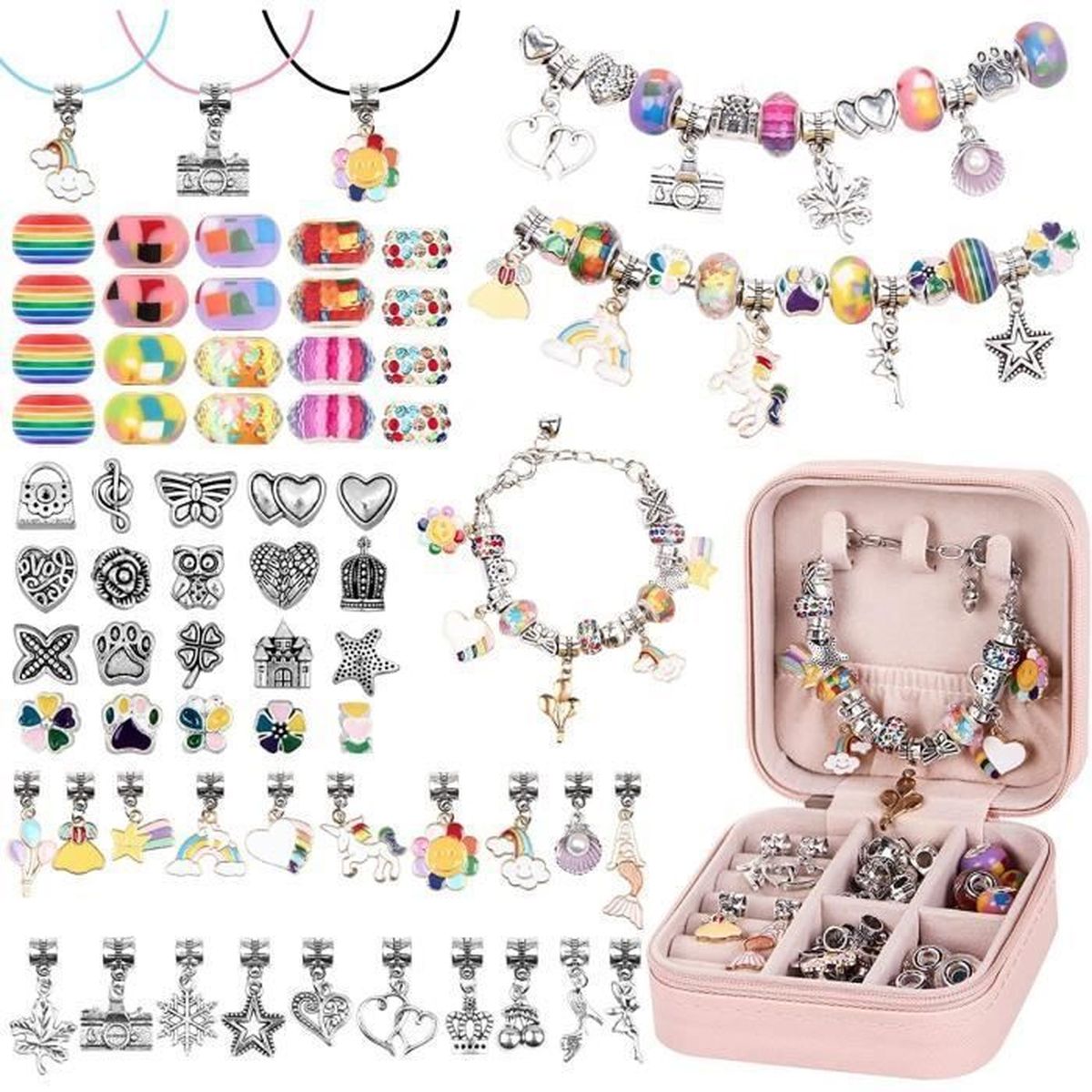 Ulikey Cadeau Fille 5 6 7 8 9 Ans Enfants: Papillon Licorne Bracelet Kit Enfant Jouet Activité Manuelle, DIY Charms Bracelet Kit Fabrication Bijoux Fille 5-12Ans Cadeau De Noël Et De Anniversaire