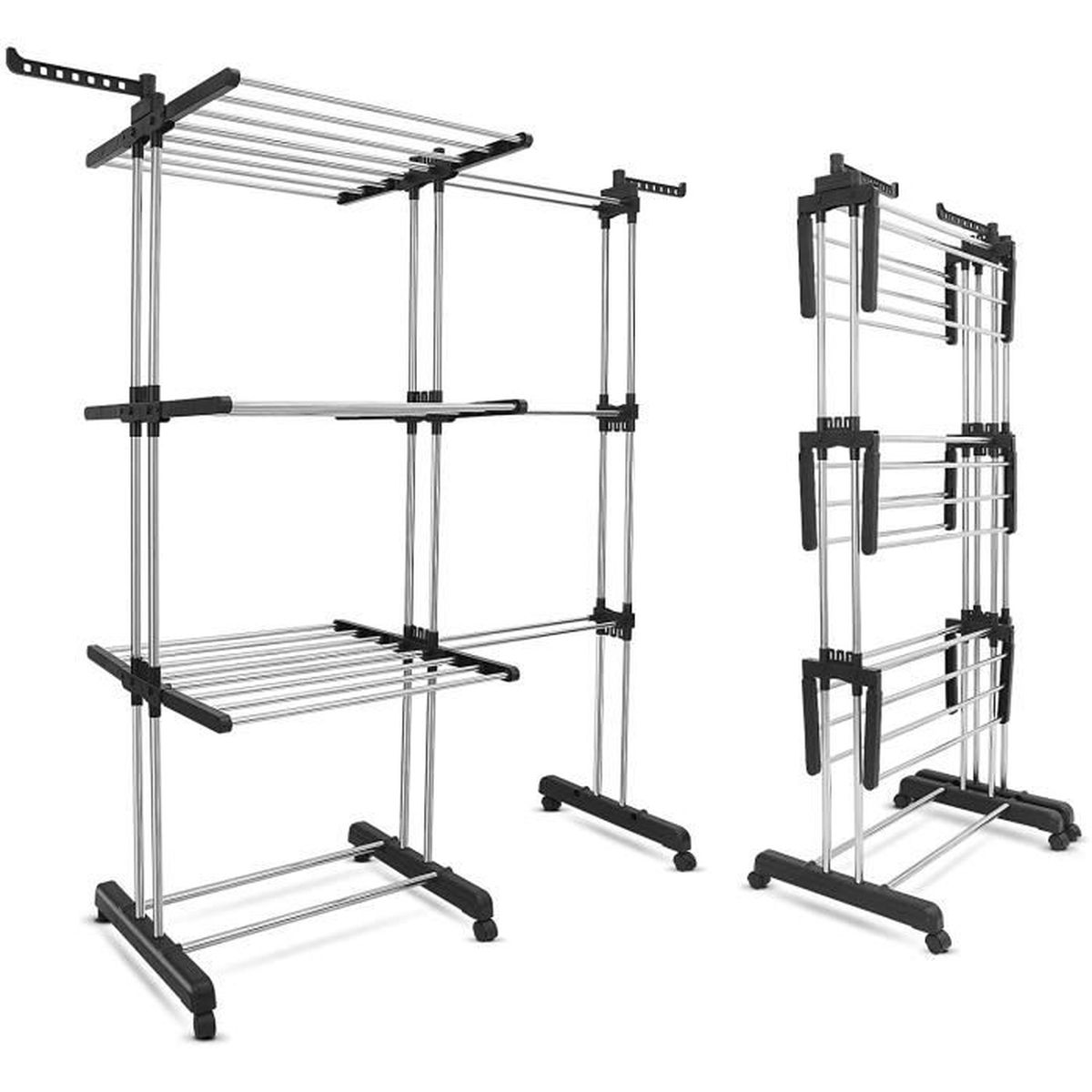 Séchoir à Linge Extensible Réglable sur 3 Couches, Tancarville Grand