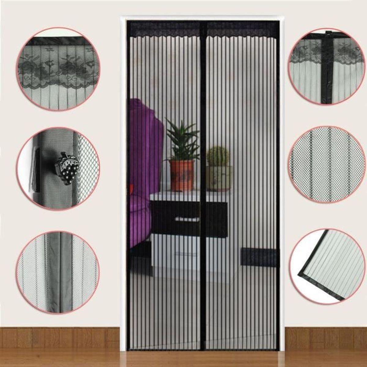 Rideau Feuilles Maximex - Décoration Verte Pour Porte Ou Balcon | Anti-insectes | 90x190 Cm