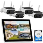 CAMCAMP Kit Caméra de Surveillance WiFi Extérieur sans Fil 4MP avec Panneau Solaire, 10'' écran NVR, Vision Nocturne, Audio Bidirectionnel