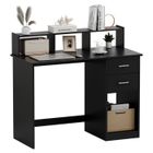 Mondeer Bureau d'ordinateur,avec Étagères de Rangement et 2 Tiroirs,105L x 48P x 94H cm - Noir