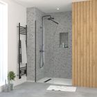 AURLANE Paroi de Douche 60x195 cm en Verre Trempé 5 mm - Finition Noire - DARK ELEMENTARY