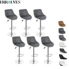 Tabouret de bar en similicuir ERROLVES - Lot de 6 - Gris et Blanc - Dossier haut et siège rembourré