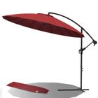 VOUNOT® Parasol déporté inclinable 3M Rouge - 18 Baleines - Hauteur et inclinaison réglables - Rotatif 360° - Housse de protection