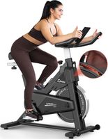 PASYOU Vélo d'appartement à Résistance Magnétique, Vélo de Fitness par Courroie, écran LCD avec RPM, Support IPad, Charge 150 kg