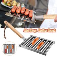 Support à saucisses pour barbecue - Hot Dog Roller BBQ Griller - Acier inoxydable - 18 x 17,5 x 4 cm