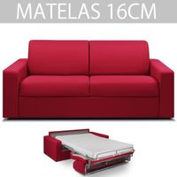Canapé convertible EXPRESS 3 places en tissu rouge - Couchage 140cm - Matelas 16cm - MIDNIGHT - ITALIAN SPIRIT