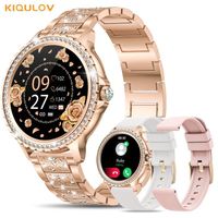 KIQULOV Montre connectée Femme Appel Bluetooth 1,32" AMOLED, Fonction Féminine, Tracker d'activité, Fréquence Cardiaque, SpO2, IP68