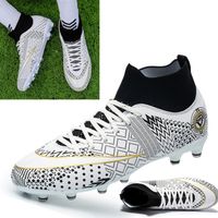 Chaussures de Football Garçon Chaussures de Football Enfants Chaussure Foot Crampons Chaussures d'Entraînement de Football,blanc