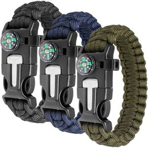 Bracelet De Survie En Paracorde 550 – Unisexe, Réglable, Longueur Déployable ~4 M, Résistance 250 Kg