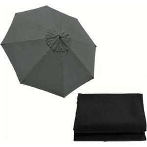 TOILE DE PARASOL Toile de rechange pour parasol de jardin - Protection UV - Noir - Diamètre 3m - Tissu en polyester imperméable