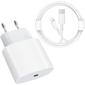 CHARGEUR TÉLÉPHONE Chargeur Rapide 20W + Cable USB-C pour iPhone 14 /
