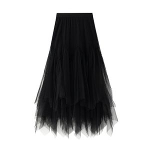 jupon tulle noir mi long