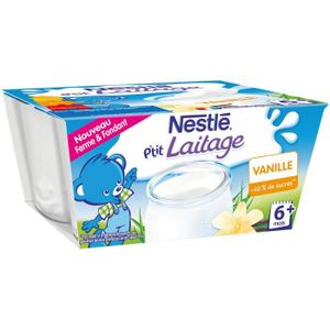 DESSERT LACTÉ NESTLÉ P'TIT LAITAGE Vanille - 4x100 g - Dès 6 moi