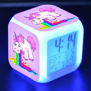 Reveil cube led lumière nuit clock licorne unicorn personnalisé prénom réf 39 