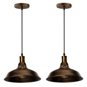 LUSTRE ET SUSPENSION 2PCS Rétro Vintage Industrielle Lustre Suspension E27 Luminaire Adjustable pour Salon Chambre Bronze