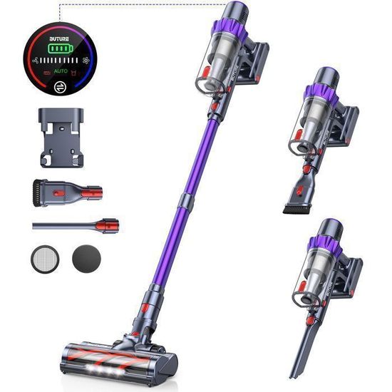 Aspirateur Balai Sans Fil 260W Anti-Emmêlement - 50min Autonomie Écran LED Pour Sols Et Poils Animaux