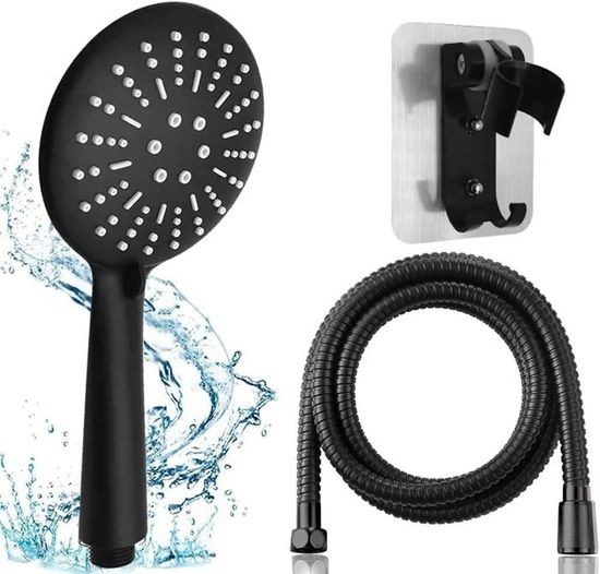 Pommeau De Douche Haute Pression 4 Modes - Anti-calcaire Avec Tuyau 1.5m Et Support Mural