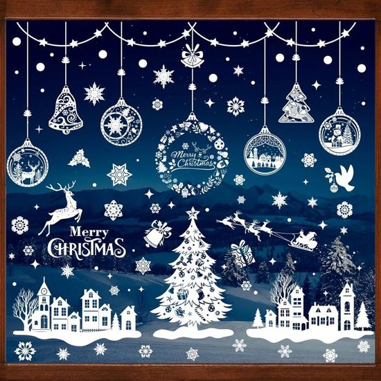 Akozon Sticker Mural Noël PVC Electrostatique Déco Fenêtre
