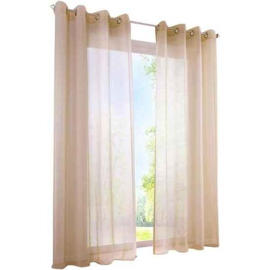 Lalafancy 2 Pièce Rideau Voilage Blanc 140x245 Cm à Oeillets