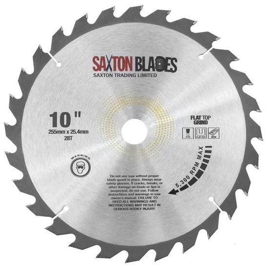 Lame De Scie Circulaire Saxton TCT 255mm X 30mm 40 Dents - Coupe Précise Bois, Contreplaqué & MDF | Compatible Bosch Makita Dewalt