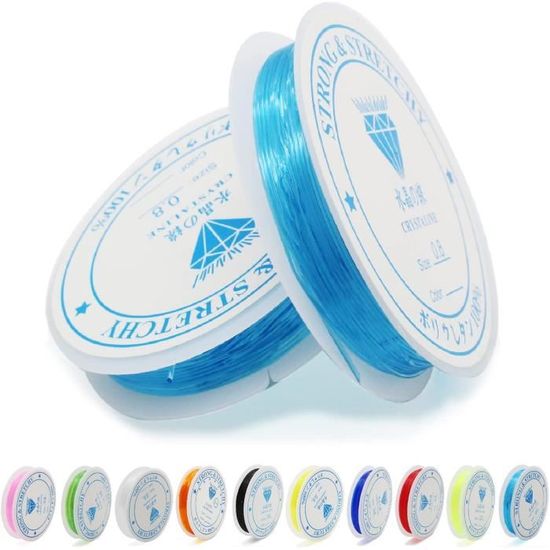 Lot De 2 Bobines élastiques Pour Bracelets Suofuolef | 0.8mm X 120m | Avec Aiguille à Perles Et Ciseaux | DIY Bijoux
