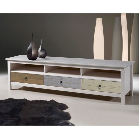 meuble tv bas en bois massif