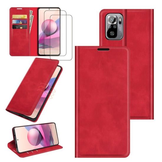 Housse étui Portefeuille Pour Xiaomi Redmi Note 10 - Protection Complète, Similicuir, Neuf