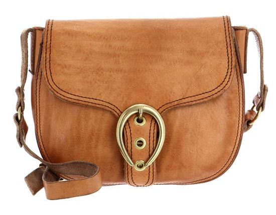 Sac Bandoulière CAMPOMAGGI Crossbody - Tissu Coton Marron Cognac - Neuf Avec étiquettes