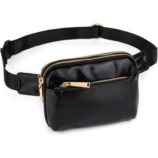 Sac Banane Estwell Femme - Léger Imperméable Cuir PU Argent - Taille M