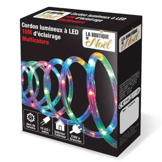 Cordon lumineux extérieur 10m (cordon de départ 3m) avec 10 lumières  d'ambiance - Multicolore - IP44