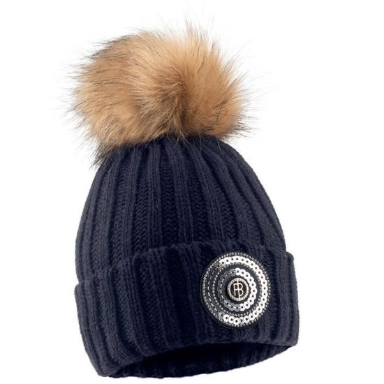 AnJuHoPa Bonnet D'Hiver Avec Pompon Amovible Fausse Fourrure - Chapeau Tricoté Doublé Polaire