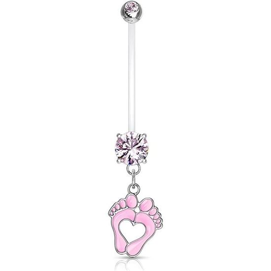 Barre De Piercing Nombril Grossesse - Bioflex Acrylique - Longueur 25mm - Lovepiercing