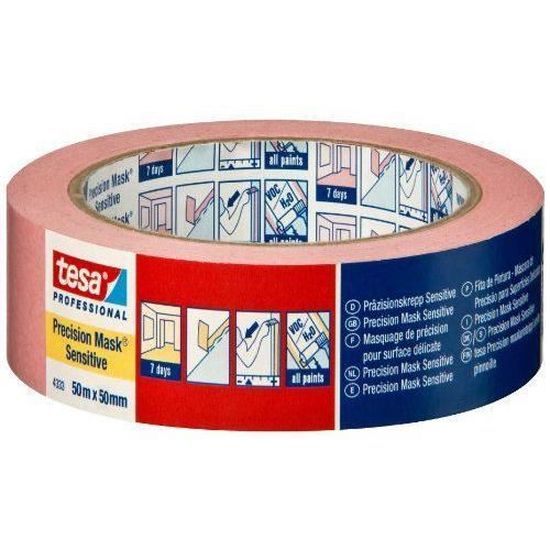Tesa Ruban De Masquage Intérieur Précision Rose 50m X 50mm Pour Surfaces Délicates