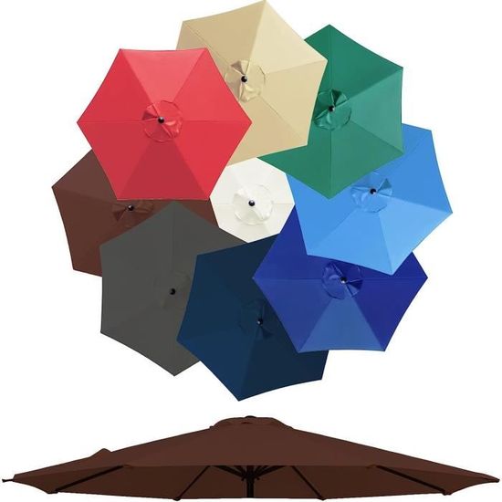 Housse Parasol Déporté 350cm 8 Baleines - Toile Remplacement Anti UV50 Polyester